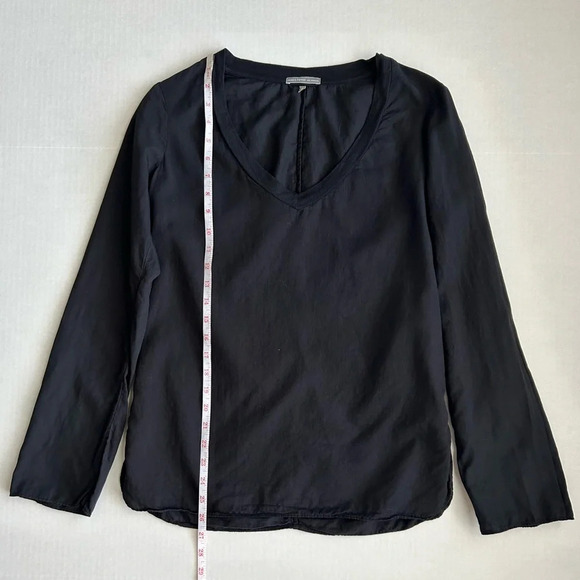 James Perse Women’s Black Cotton V-Neck Long Sleeve Top Size 1 - Picture 5 of 12